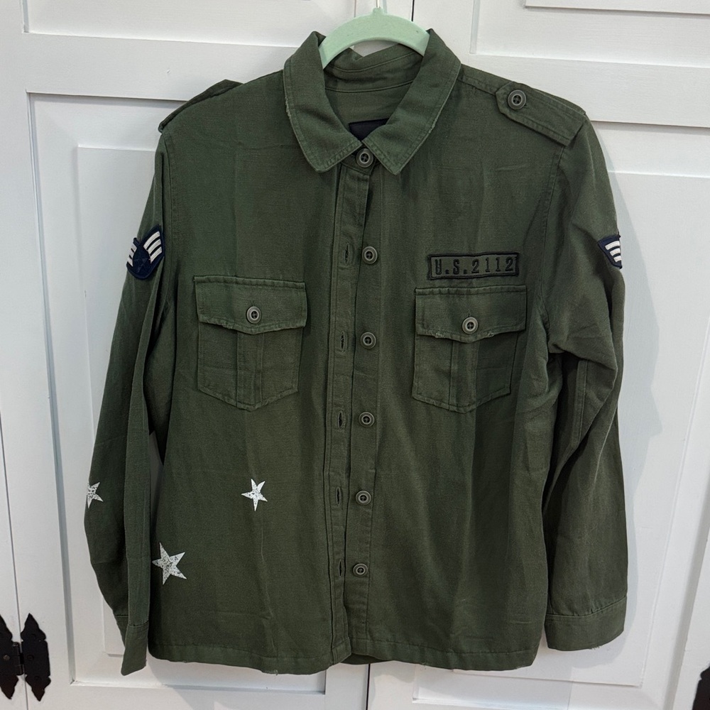 Rails Olive Green Army Military Style Button Down Jacket/Flannel